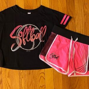 Justice Softball Cropped Tee and Short Set